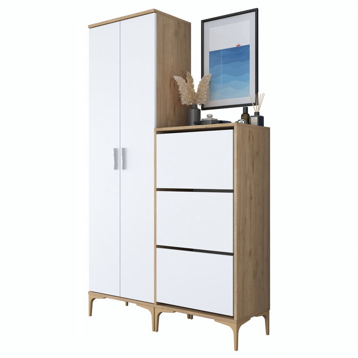 Hanah Home Soporte de Entrada Nogal y Blanco Hanah Home Soporte de Entrada Nogal y Blanco